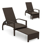Patio Chaise Lounge - Rattan Lounge Chair with Retractable Ottoman