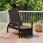 Patio Chaise Lounge - Rattan Lounge Chair with Retractable Ottoman