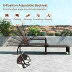 Patio Chaise Lounge - Rattan Lounge Chair with Retractable Ottoman