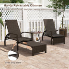 Patio Chaise Lounge - Rattan Lounge Chair with Retractable Ottoman