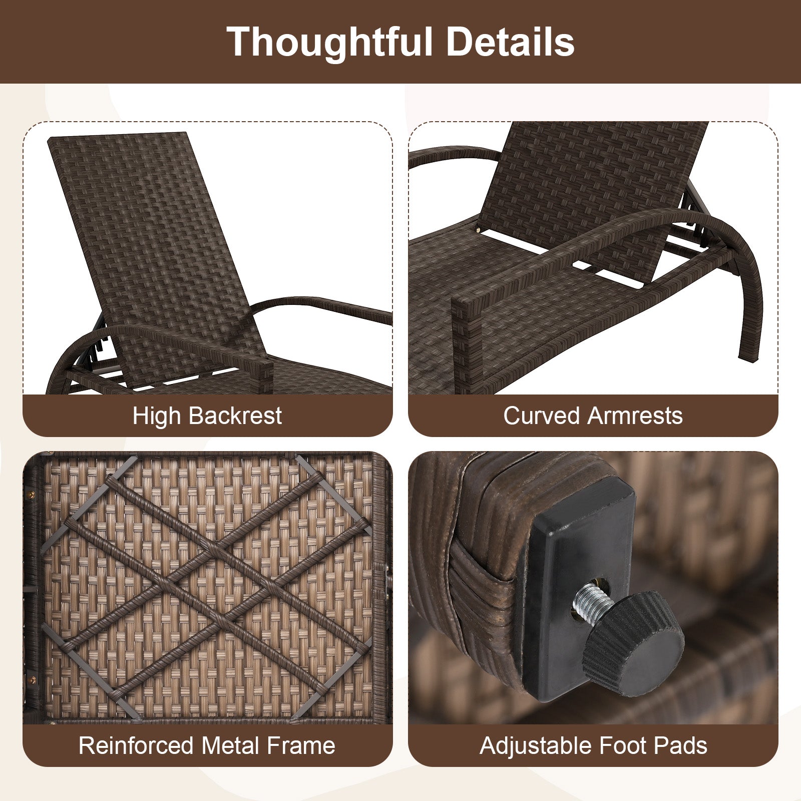 Patio Chaise Lounge - Rattan Lounge Chair with Retractable Ottoman