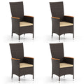 Outdoor Wicker Dining Chairs with High Backrest - Set of 4