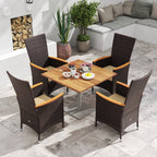 Outdoor Wicker Dining Chairs with High Backrest - Set of 4