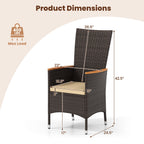 Outdoor Wicker Dining Chairs with High Backrest - Set of 4