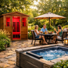 The Vanta Luxury 3-Person Outdoor Mahogany Full Spectrum Ultra-Low EMF FAR Infrared Sauna With Chromotherapy And Bluetooth Speakers