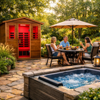 The Vanta Luxury 3-Person Outdoor Mahogany Full Spectrum Ultra-Low EMF FAR Infrared Sauna With Chromotherapy And Bluetooth Speakers