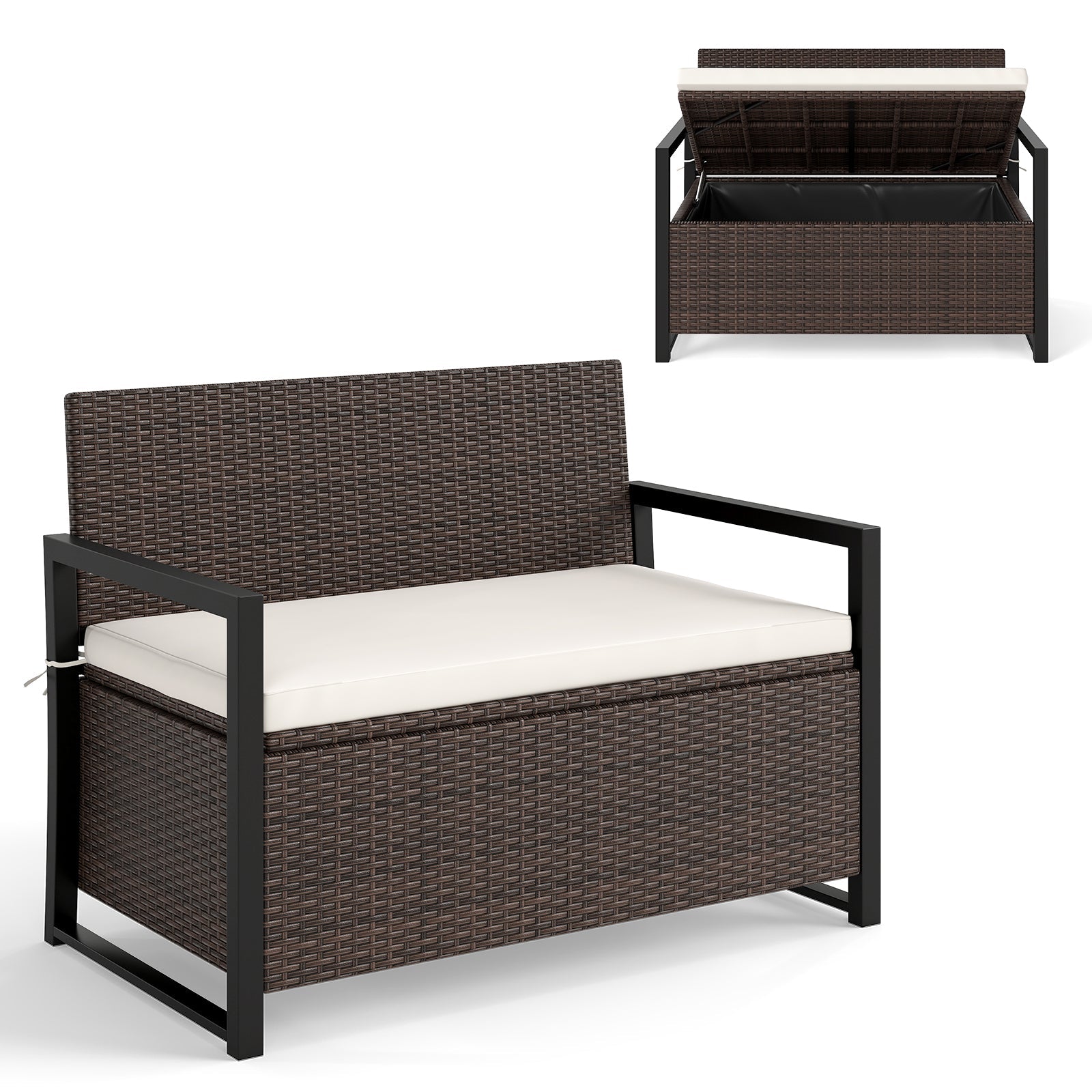 Patio Storage Bench - PE Rattan