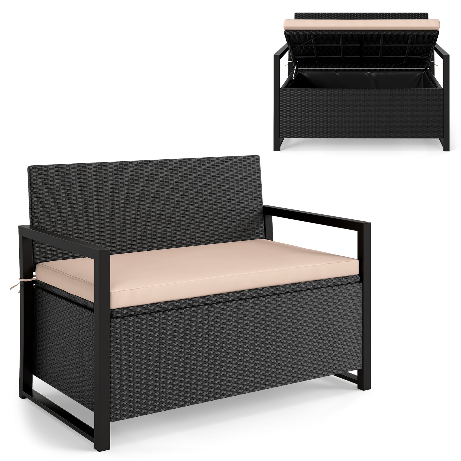 Patio Storage Bench - PE Rattan
