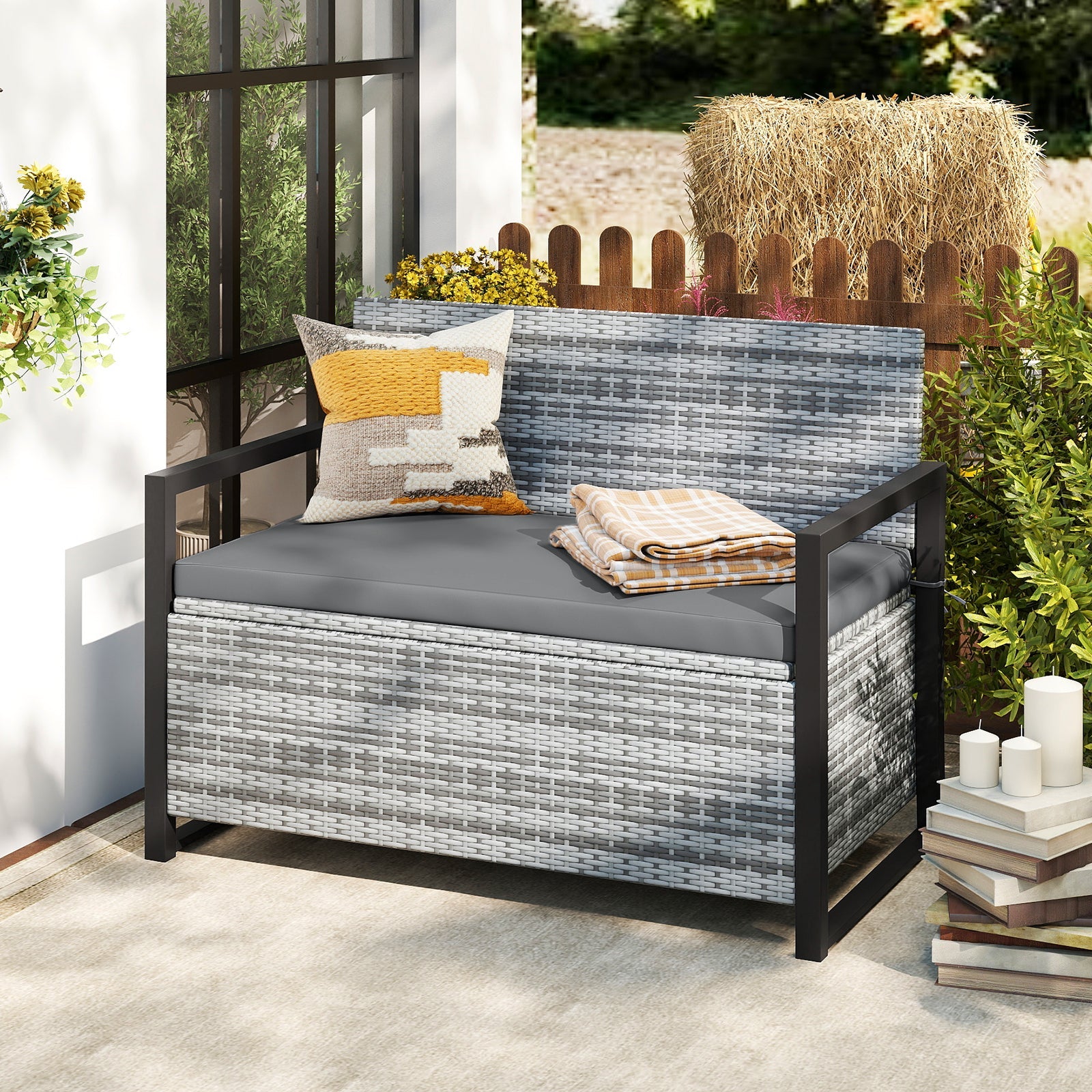 Patio Storage Bench - PE Rattan