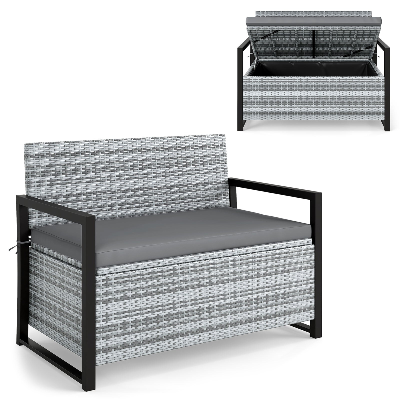 Patio Storage Bench - PE Rattan