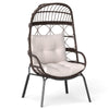 Patio Wicker Egg Chair Outdoor Rattan Lounge Basket with Seat and Back Cushions