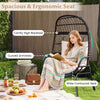 Patio Wicker Egg Chair Outdoor Rattan Lounge Basket with Seat and Back Cushions