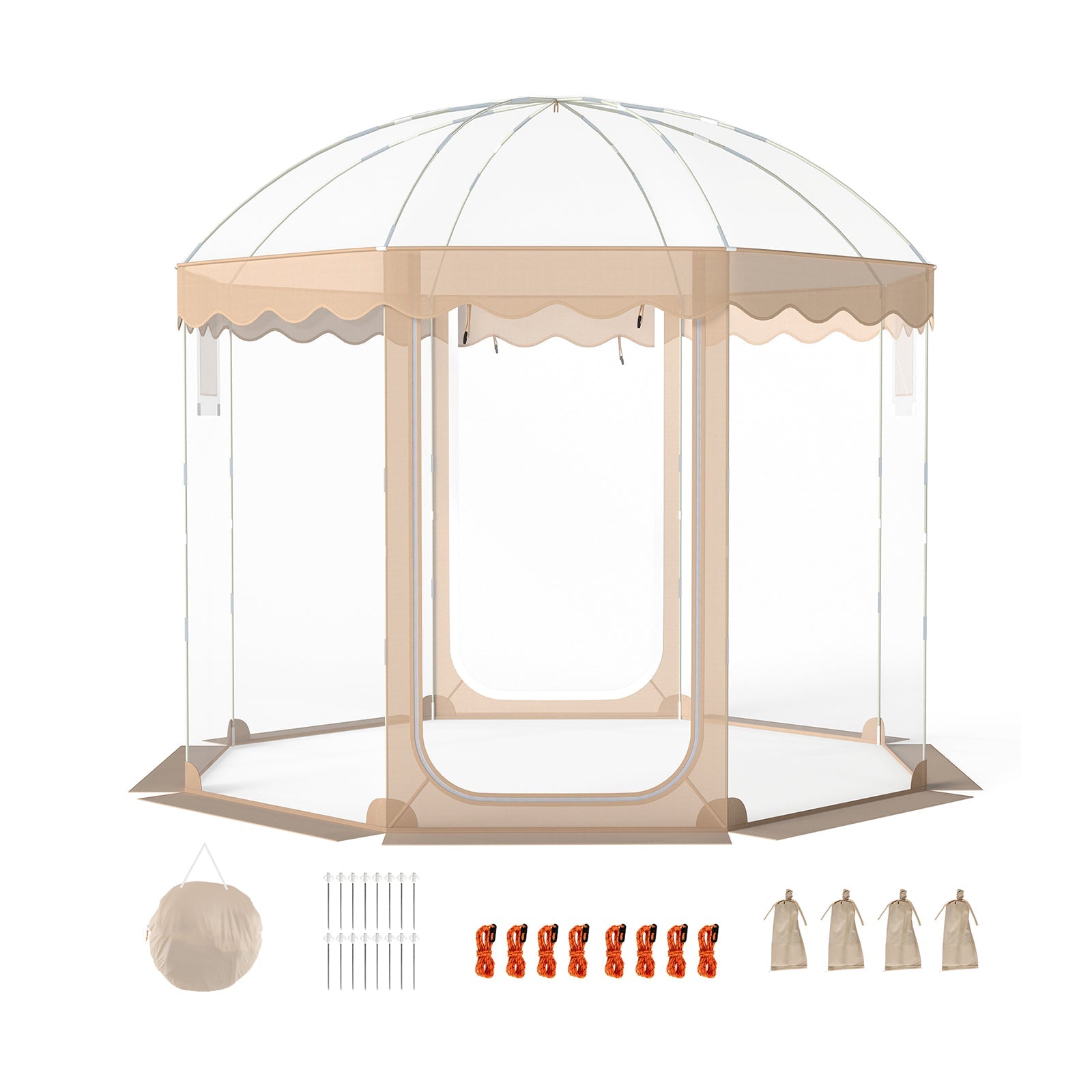 Pop Up Bubble Tent 10 x 10 FT for 8-10 People Weatherproof Pod with 540° Panoramic Clear PVC