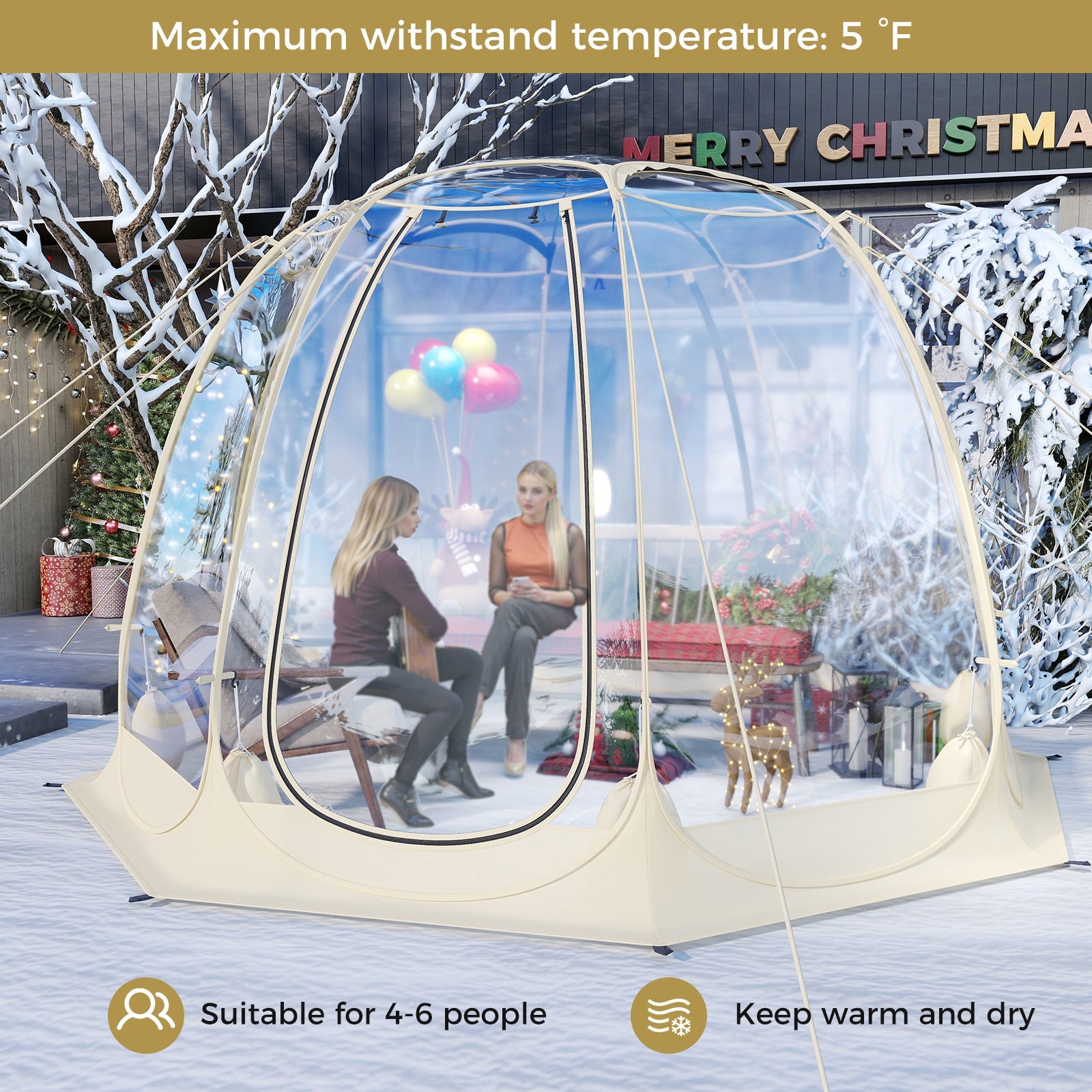 Pop Up Bubble Tent 630° Transparent PVC Igloo 8.5 x 8.5 FT