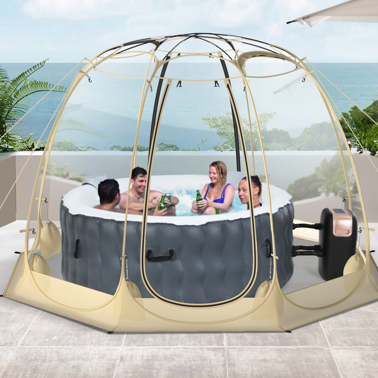 Pop Up Bubble Tent 630° Transparent PVC Igloo 8.5 x 8.5 FT