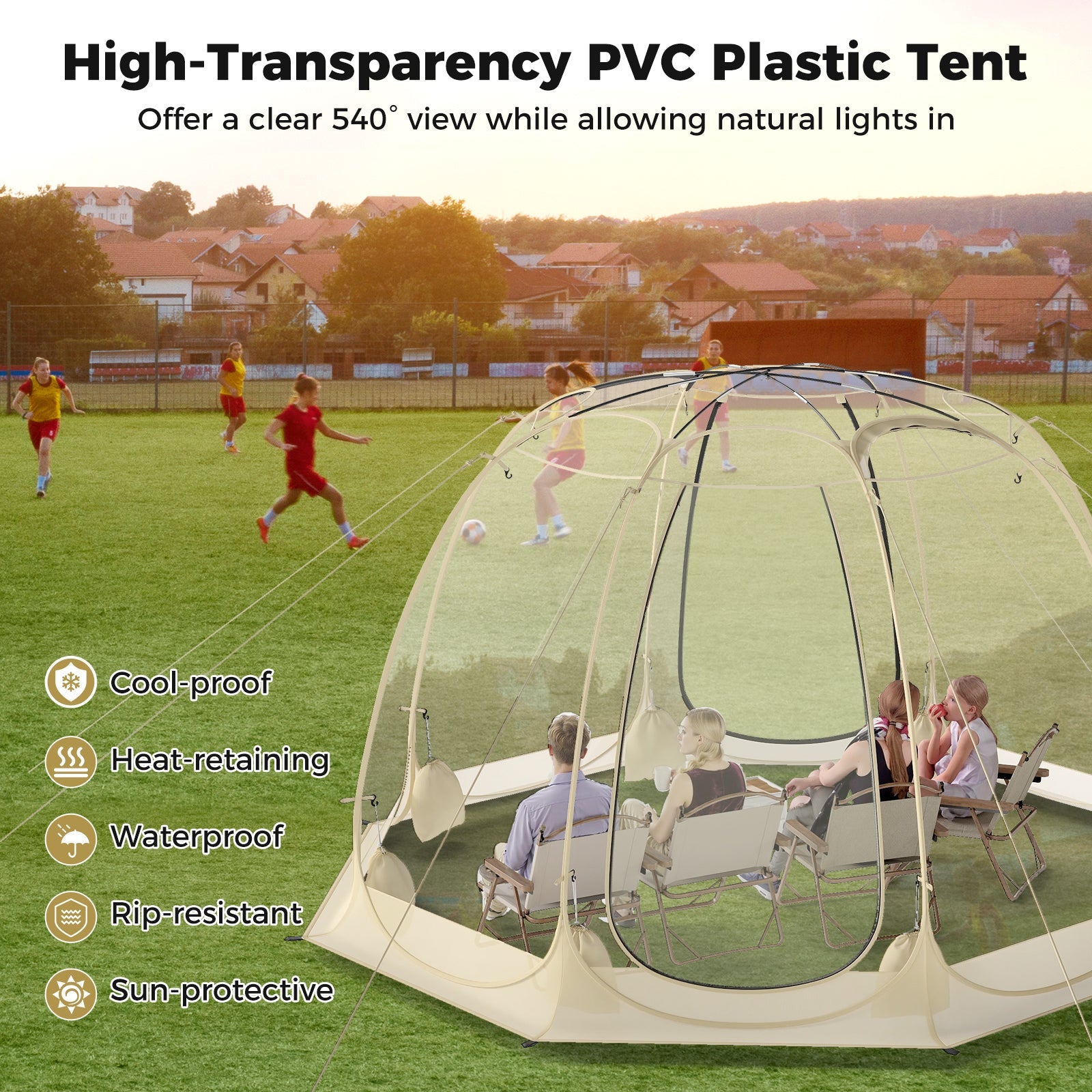 Pop Up Bubble Tent 630° Transparent PVC Igloo 8.5 x 8.5 FT