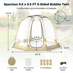 Pop Up Bubble Tent 630° Transparent PVC Igloo 8.5 x 8.5 FT
