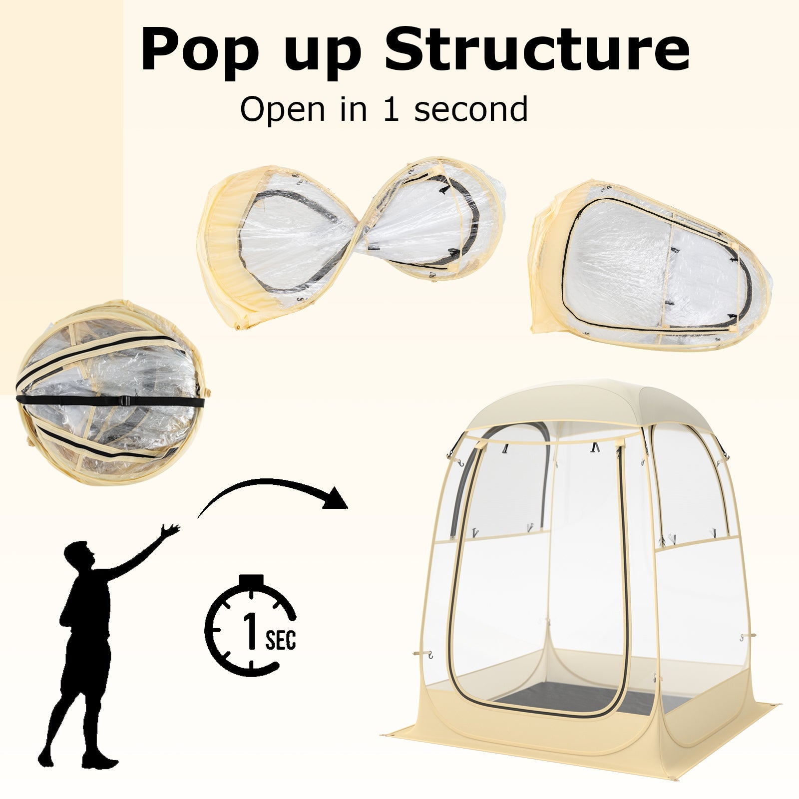 Instant Pop-up Sports Tent with Carrying Bag and Floor Mat in 2 sizes
