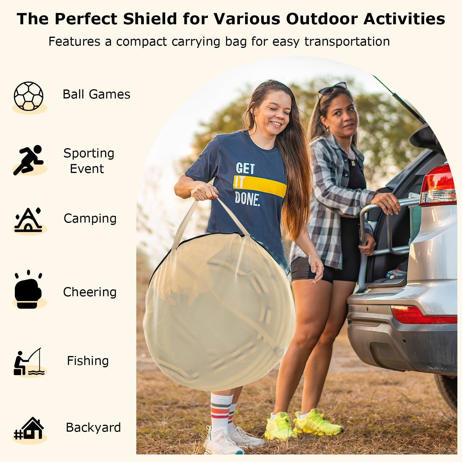 Instant Pop-up Sports Tent with Carrying Bag and Floor Mat in 2 sizes
