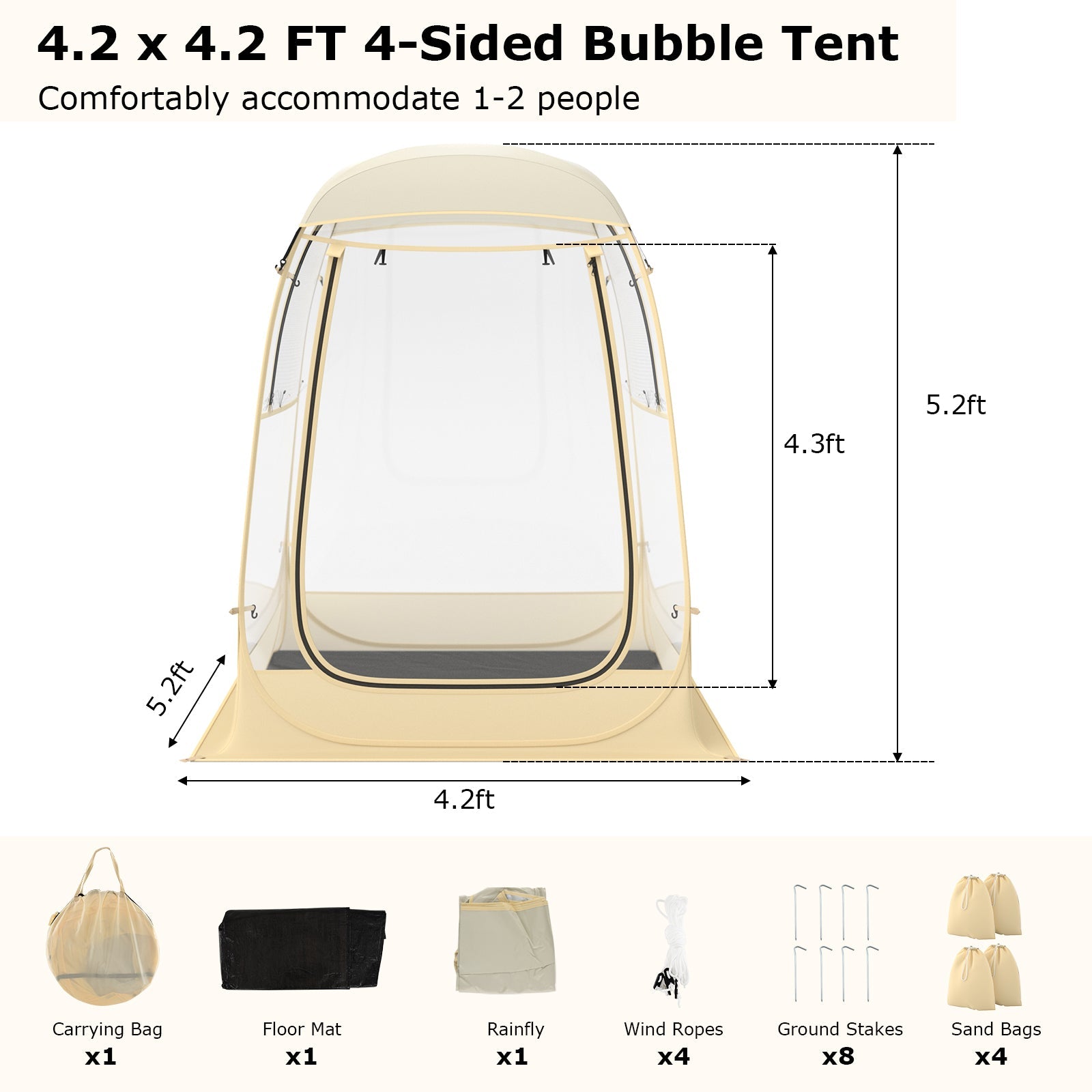 Instant Pop-up Sports Tent with Carrying Bag and Floor Mat in 2 sizes