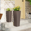 Rattan Tall Planter Set of 2 Outdoor Large Tapered Planters with Removable Inner Trays