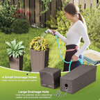 Rattan Tall Planter Set of 2 Outdoor Large Tapered Planters with Removable Inner Trays