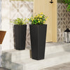 Rattan Tall Planter Set of 2 Outdoor Large Tapered Planters with Removable Inner Trays
