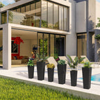 Rattan Tall Planter Set of 2 Outdoor Large Tapered Planters with Removable Inner Trays