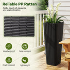 Rattan Tall Planter Set of 2 Outdoor Large Tapered Planters with Removable Inner Trays