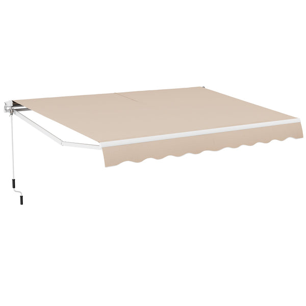 13 x 8 Feet Retractable Patio Awning Aluminum Deck Sunshade-Beige