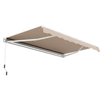 13 x 8 Feet Retractable Patio Awning Aluminum Deck Sunshade-Beige