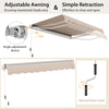 13 x 8 Feet Retractable Patio Awning Aluminum Deck Sunshade-Beige