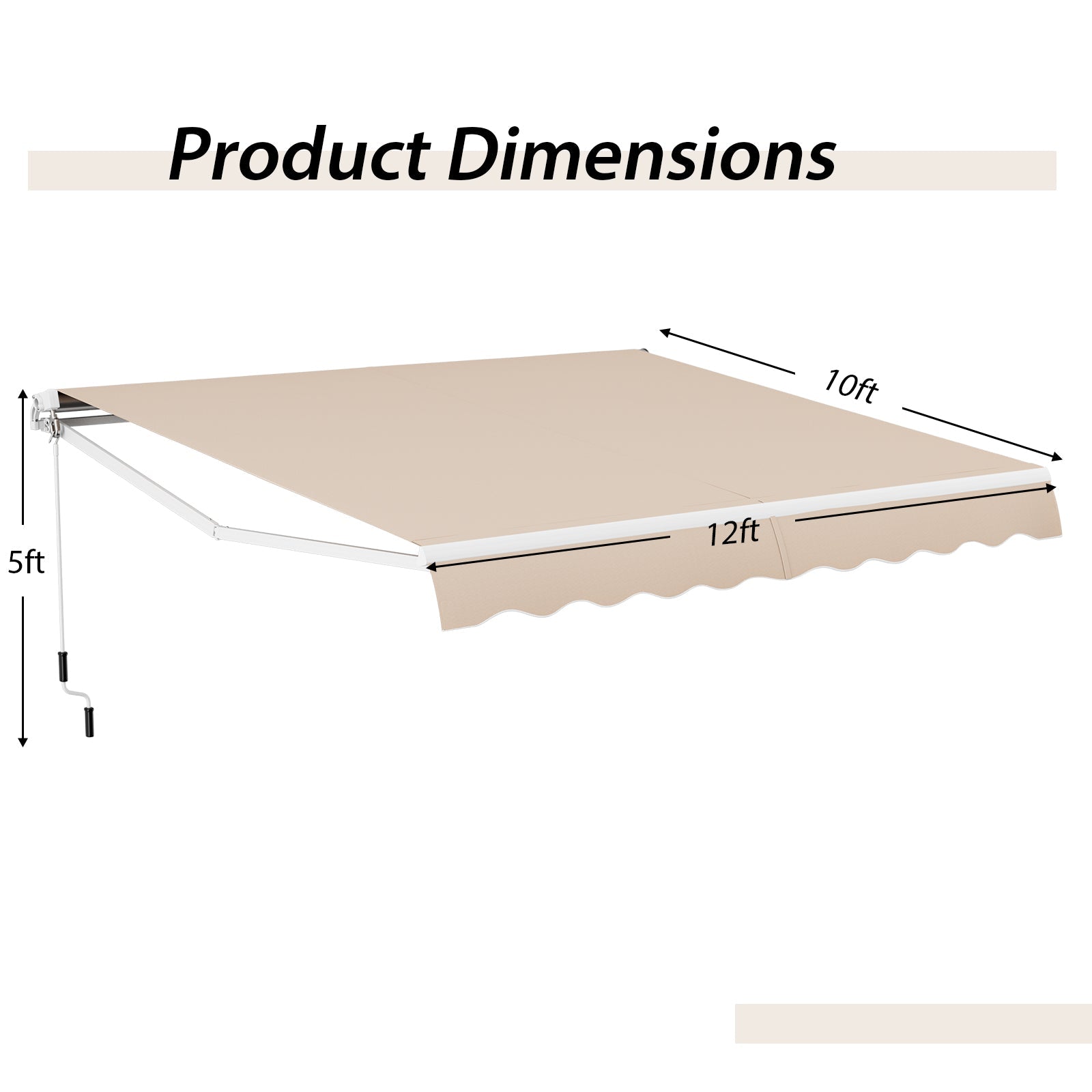 12 x 10 Feet Patio Retractable Awning Aluminum Sunshade Shelter-Beige