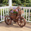 Rustic Wood Tricycle Planter with Wheels and Storage Box-Coffee