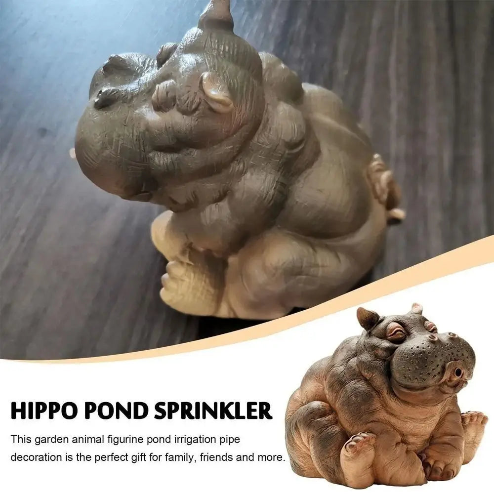 Hippo Pond Spitter Statue Decor Hippo Garden Outdoor Statue Animal Pond Sprinkler Yard Garden Decoration