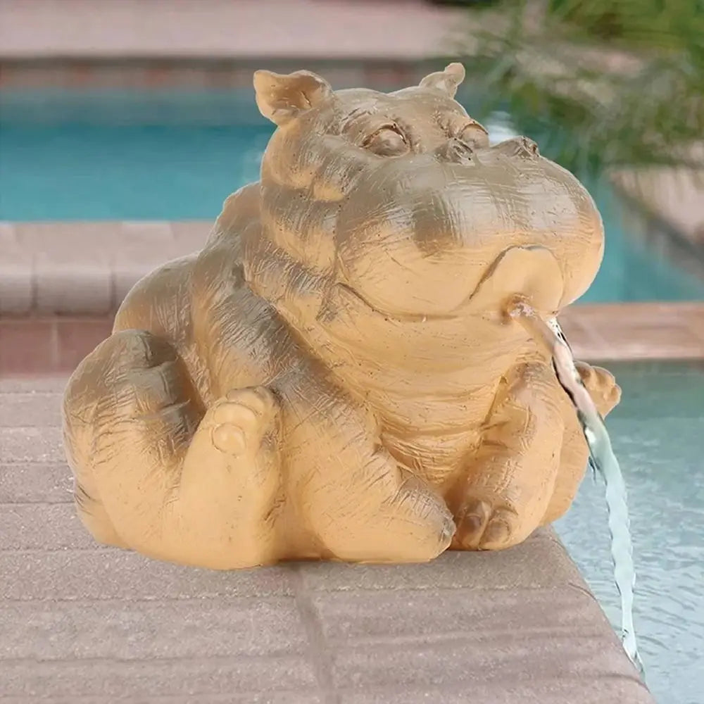 Hippo Pond Spitter Statue Decor Hippo Garden Outdoor Statue Animal Pond Sprinkler Yard Garden Decoration