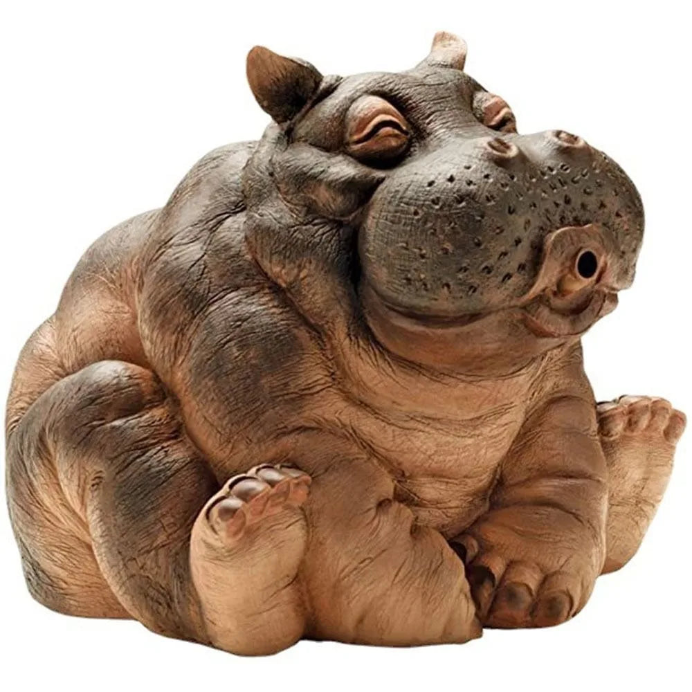 Hippo Pond Spitter Statue Decor Hippo Garden Outdoor Statue Animal Pond Sprinkler Yard Garden Decoration