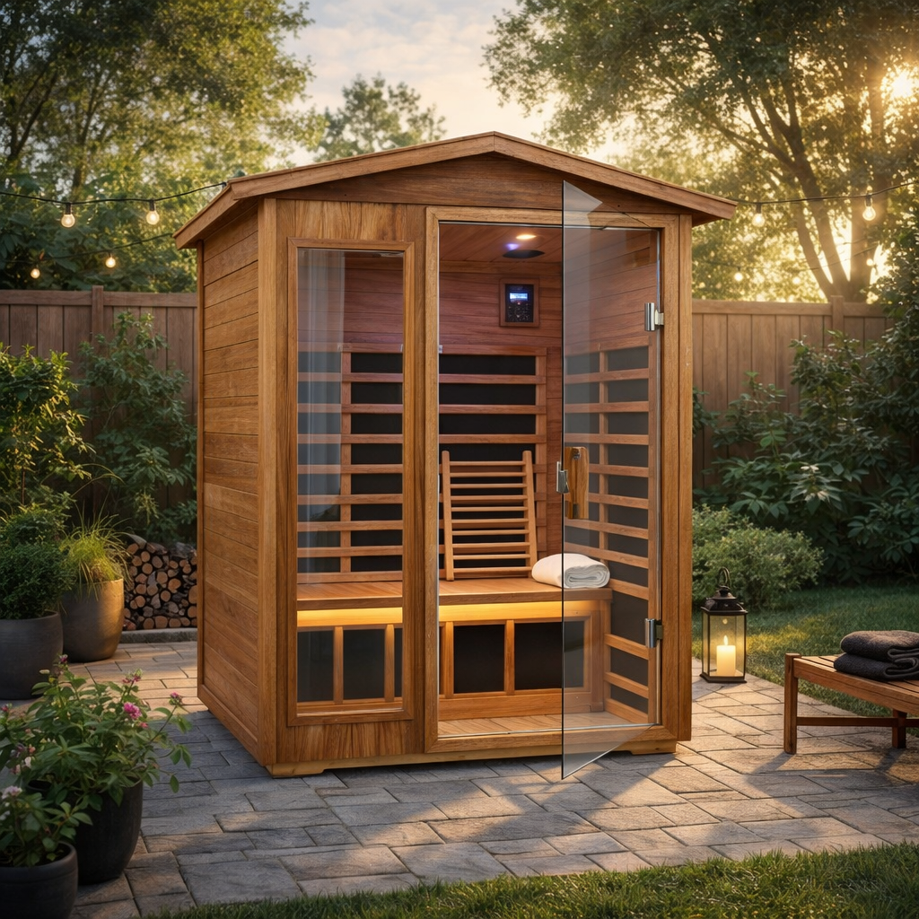 The Zorin Premium 2-Person Indoor Outdoor Low EMF FAR-Infrared Hemlock Wood Personal Home Sauna Spa