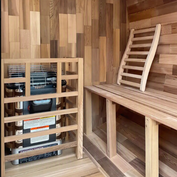 4-Person Outdoor Steam Sauna | Natural Red Cedar Wood | Aromatic Wellness & Relaxation Experience