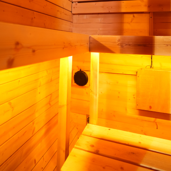 NJ Outdoor Steam Sauna 2 Person Cube Solid Carbonized Spruce Traditional 6KW Stove Steam Sauna