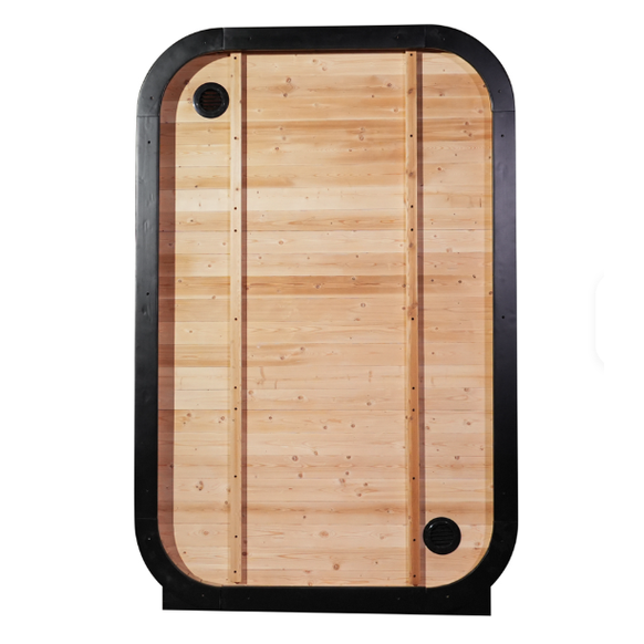 NJ Outdoor Steam Sauna 2 Person Cube Solid Carbonized Spruce Traditional 6KW Stove Steam Sauna