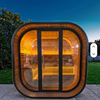 Modern 6 person outdoor wood spruce traditional stove steam sauna black cube sauna with Lights