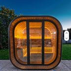 Modern 6 person outdoor wood spruce traditional stove steam sauna black cube sauna with Lights