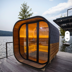 Modern 6 person outdoor wood spruce traditional stove steam sauna black cube sauna with Lights