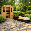 The Kora Deluxe 3-Person Outdoor Full Spectrum Low EMF Infrared Home Sauna With Bluetooth Speakers And LED Reading Light