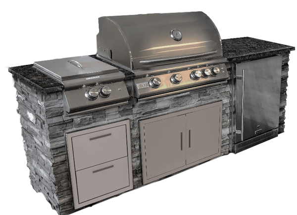 8-Foot Outdoor Kitchen Grill Island – Concrete Base & Granite Countertop | Propane or Natural Gas