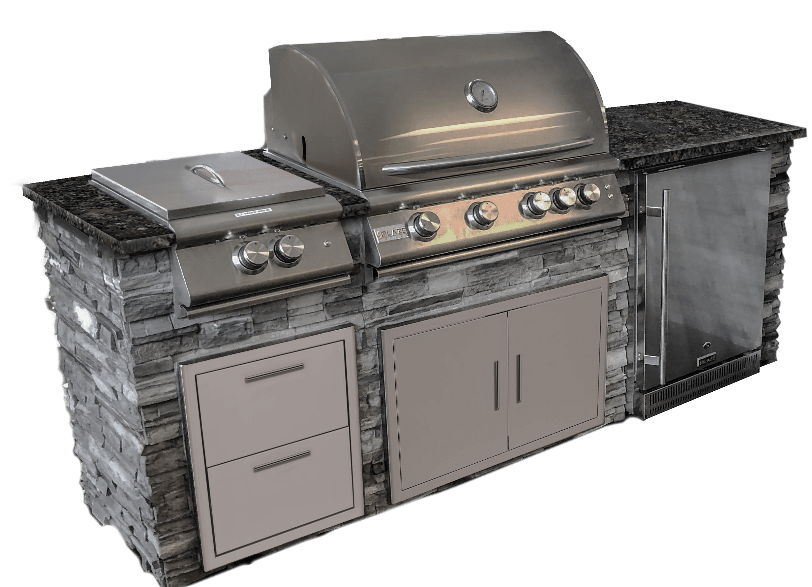 8-Foot Outdoor Kitchen Grill Island – Concrete Base & Granite Countertop | Propane or Natural Gas