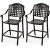 Set of 2 Outdoor Bar Stools - 25.5 Inch Counter Height - Cast Aluminum Bar Chairs