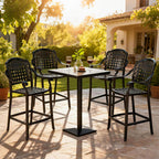 Set of 2 Outdoor Bar Stools - 25.5 Inch Counter Height - Cast Aluminum Bar Chairs