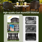 Set of 2 Outdoor Bar Stools - 25.5 Inch Counter Height - Cast Aluminum Bar Chairs
